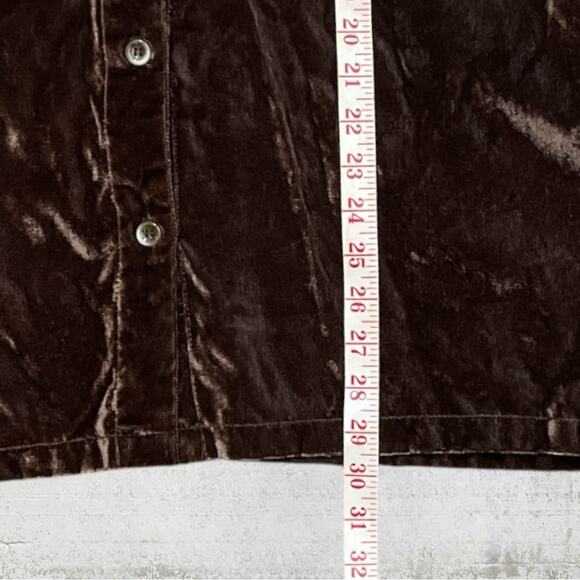 VTG David Dart Crushed Velvet Chocolate Brown Long Sleeve Button Down XL - Picture 7 of 8
